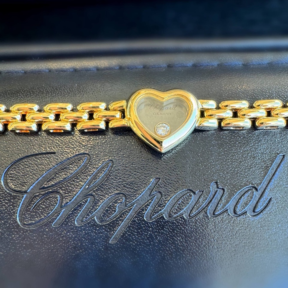 Vintage Chopard Happy Diamonds 18k yellow gold Heart panther link 0.07Ct Floatin - Picture 6 of 13